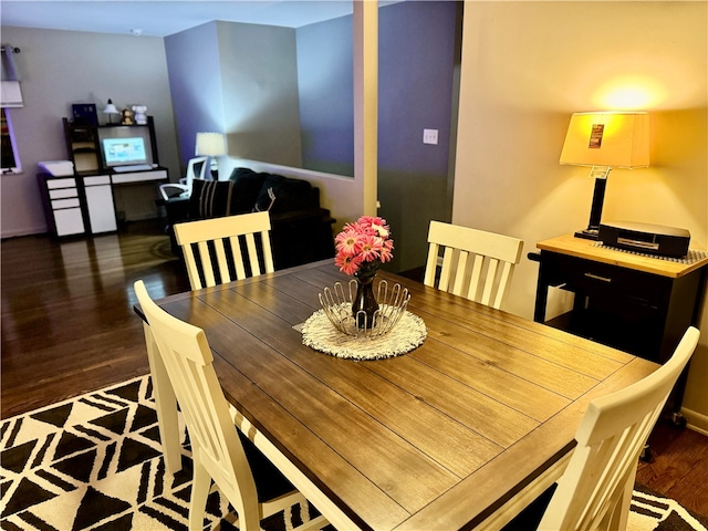 dining room with dark wood-type flooring