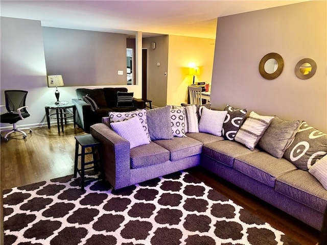 living room with hardwood / wood-style flooring