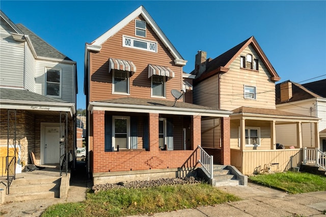 view of front facade featuring covered porch