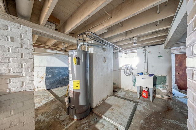 basement with water heater