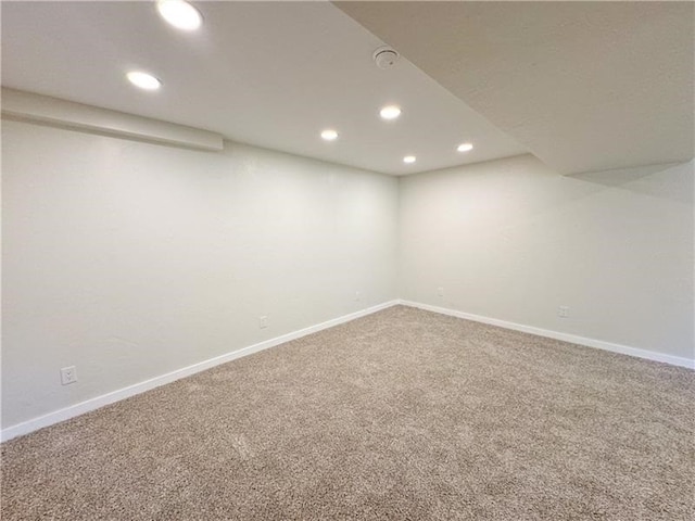 basement featuring carpet