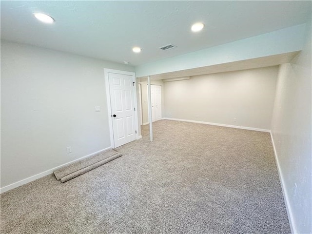 basement with carpet