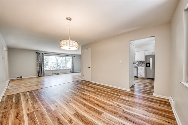 unfurnished dining area with light hardwood / wood-style floors