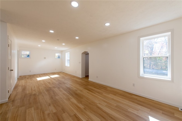 spare room with light hardwood / wood-style floors and a wealth of natural light