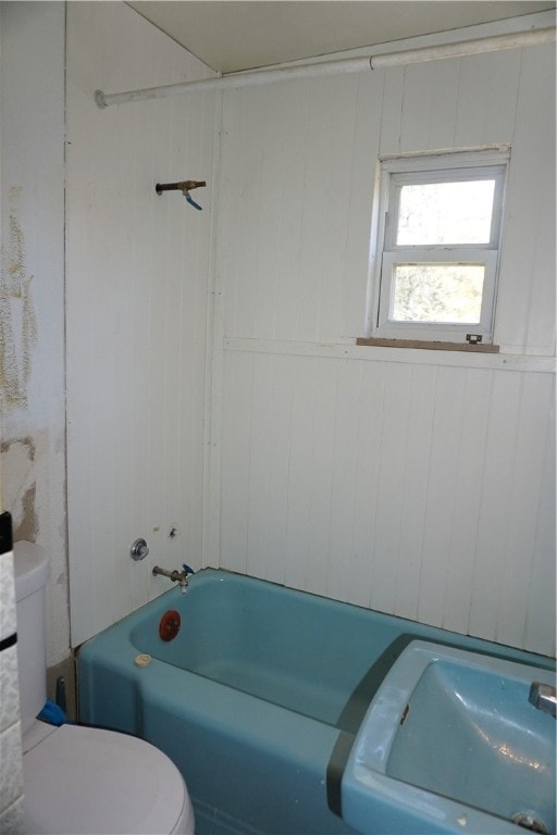 full bathroom with toilet, shower / bathing tub combination, and sink