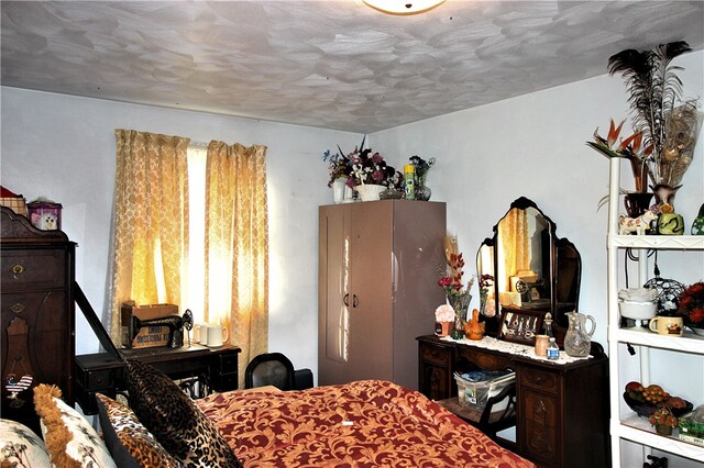 bedroom with a textured ceiling