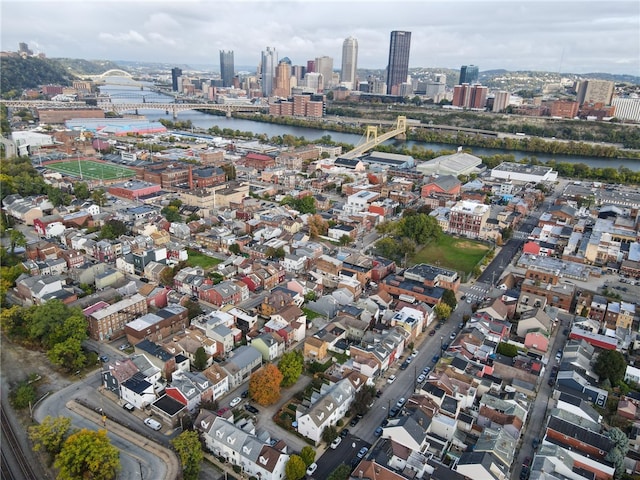 bird's eye view featuring a water view