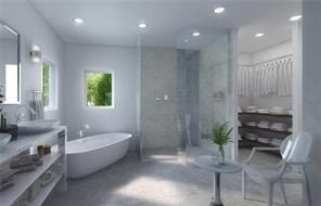 bathroom with independent shower and bath