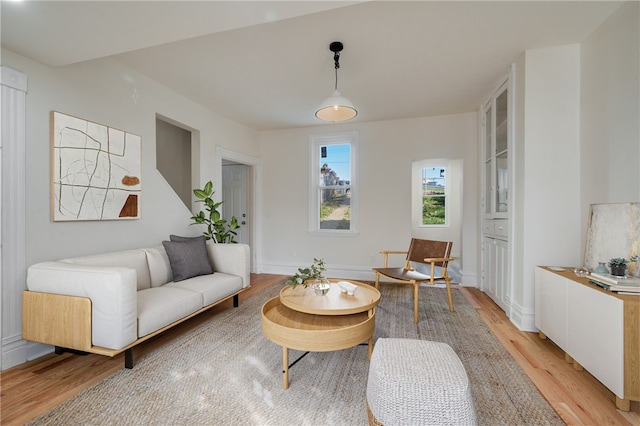 living room with light wood-type flooring