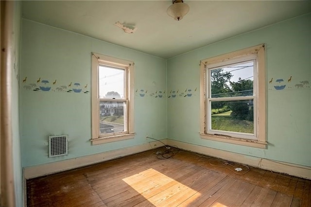 unfurnished room with wood-type flooring and a wealth of natural light