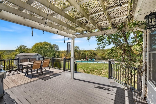 wooden deck with a pergola