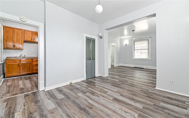 interior space with dark hardwood / wood-style floors