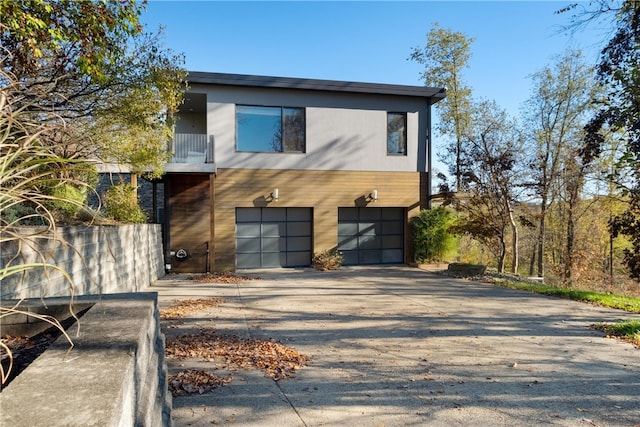 view of front of property with a garage