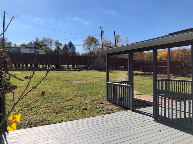 view of yard featuring a deck