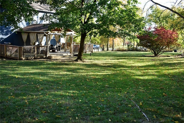 view of yard featuring a gazebo and a patio