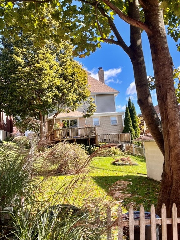 view of yard with a deck