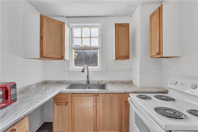 kitchen with white electric range and sink