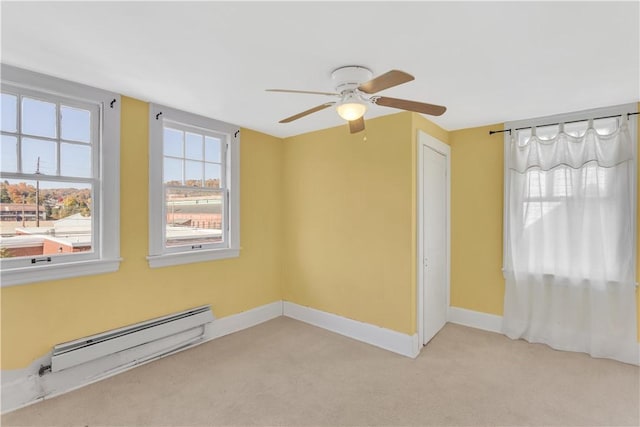 563 Coleman Ave, Greater Johnstown School District, PA 15902 - carpeted empty room featuring a baseboard radiator, a ceiling fan, and baseboards