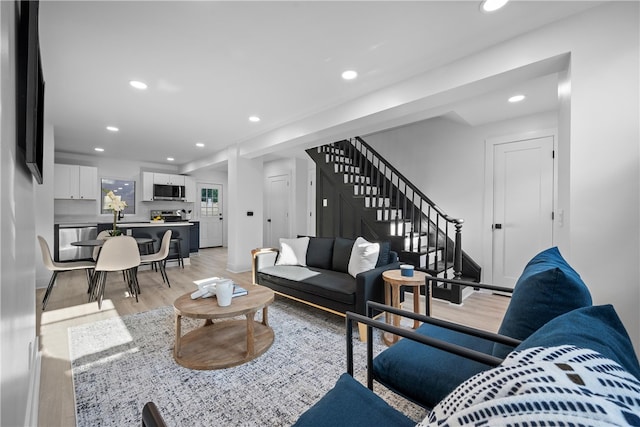 living room with light wood-type flooring