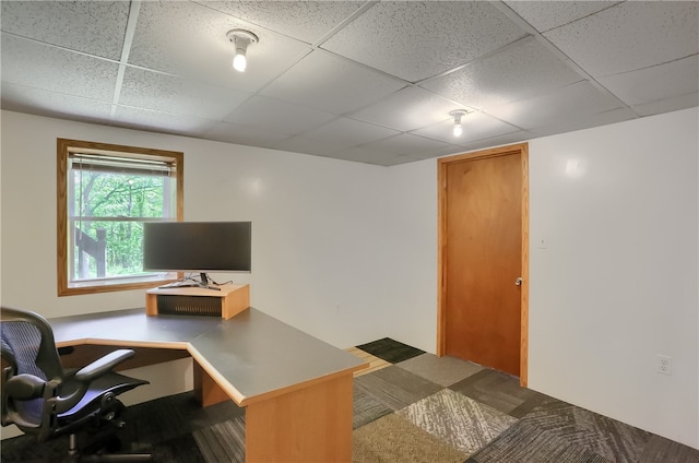 office space with a drop ceiling