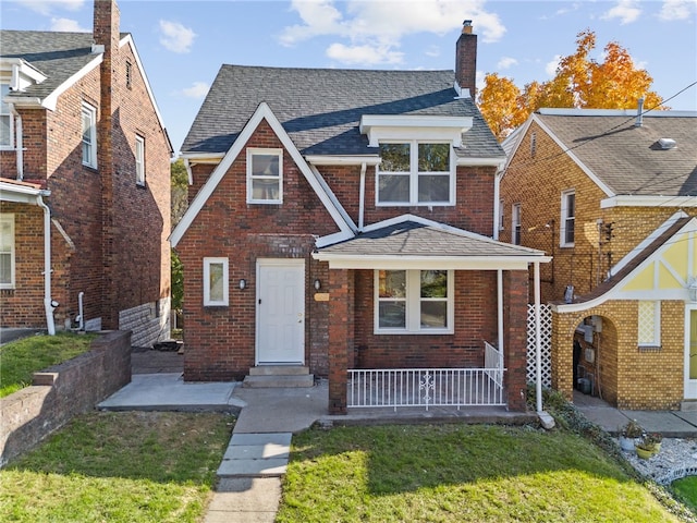 view of front of home featuring a front lawn