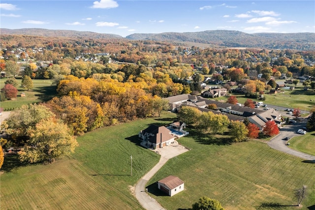 aerial view with a mountain view