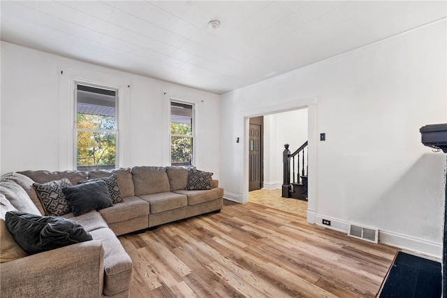 living room featuring light hardwood / wood-style flooring