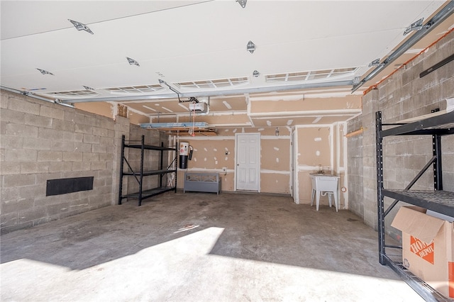 garage with a garage door opener