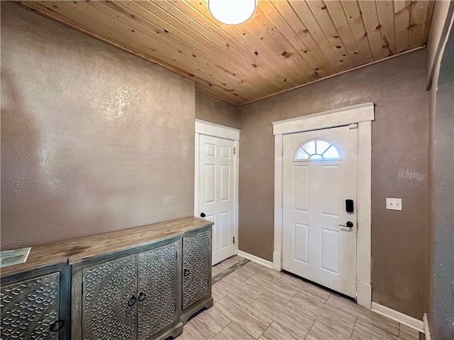 entryway featuring wooden ceiling