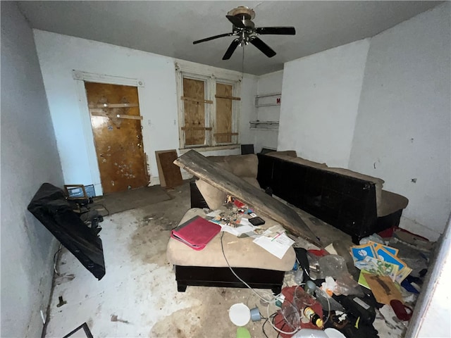 miscellaneous room featuring ceiling fan