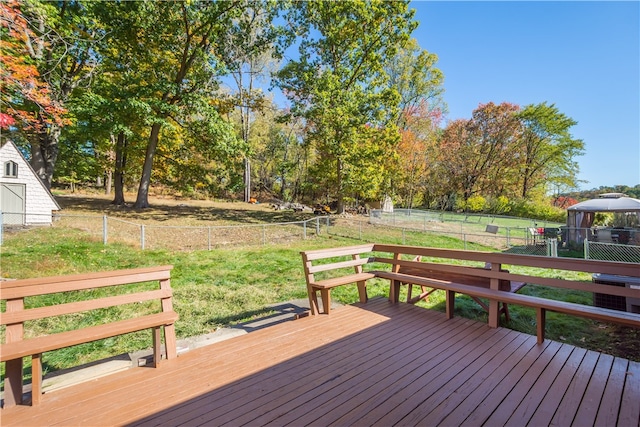 deck featuring a gazebo