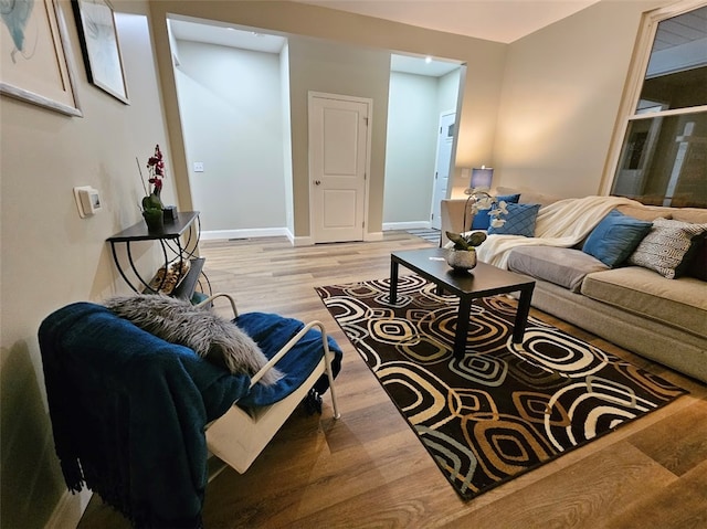 living room featuring light hardwood / wood-style flooring