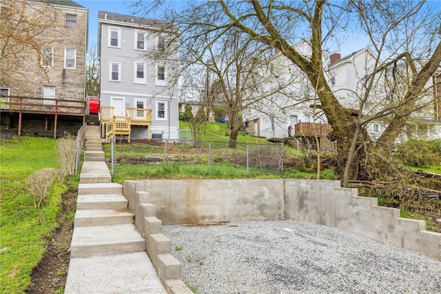 view of yard featuring a deck