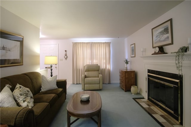 living room with carpet floors