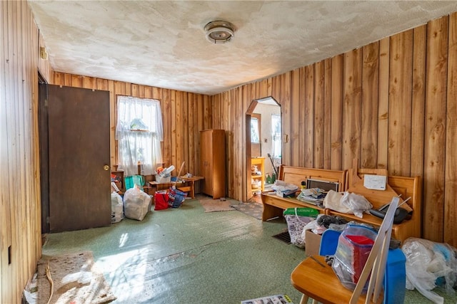 miscellaneous room with wooden walls