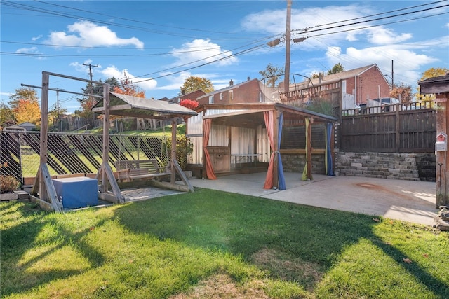 view of yard with a gazebo and a patio