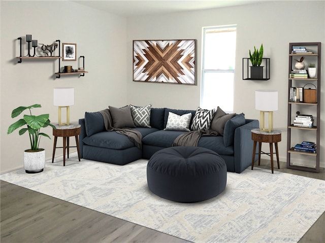 living room with wood finished floors