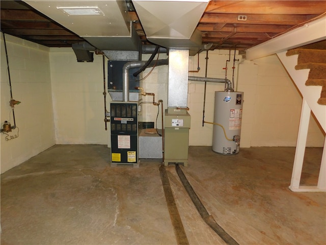 basement with gas water heater