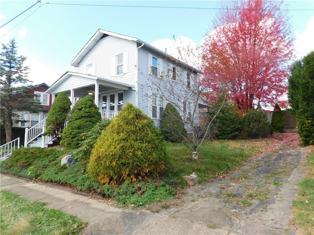 58 Mullen St, South Union Twp, PA 15401 - view of side of property with a porch and stairway