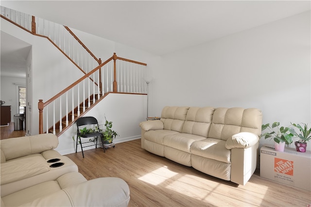 living room featuring light hardwood / wood-style flooring