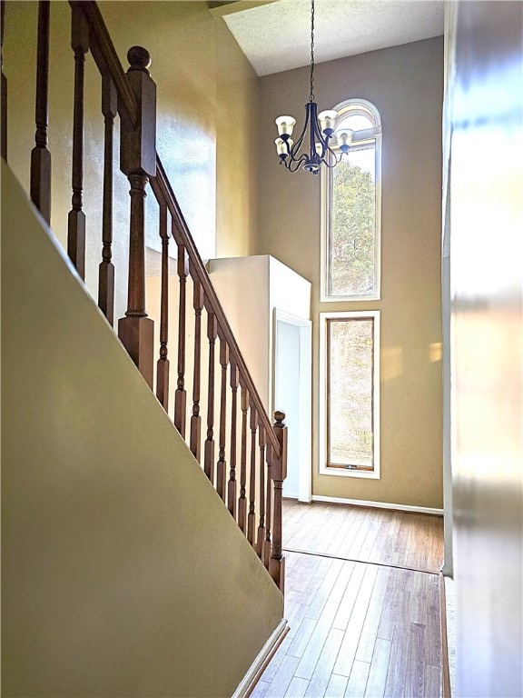 entrance foyer with a chandelier and hardwood / wood-style flooring