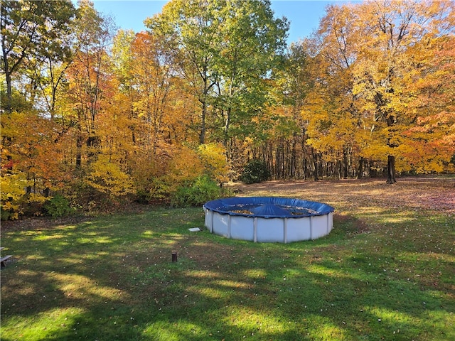 view of yard featuring a covered pool