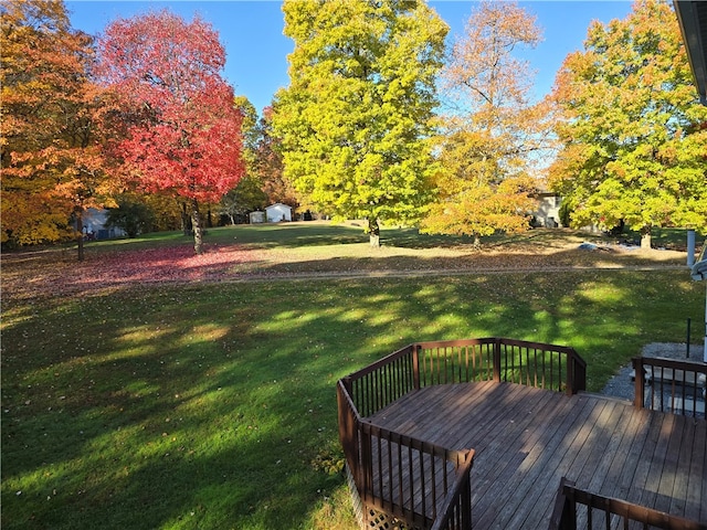 deck with a lawn