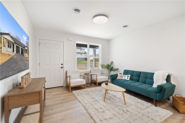 living room featuring light hardwood / wood-style floors