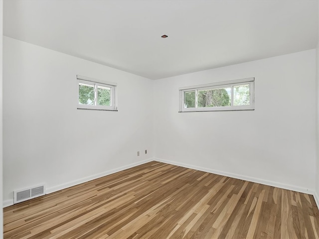 empty room featuring a wealth of natural light and light hardwood / wood-style floors