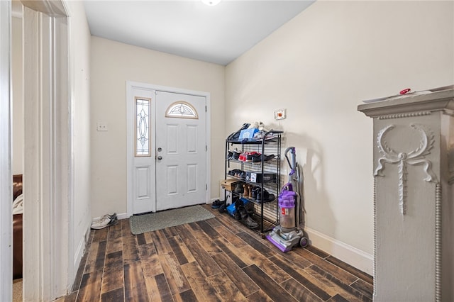 entryway featuring dark wood-type flooring