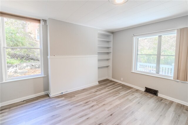 empty room featuring light wood-type flooring and a wealth of natural light