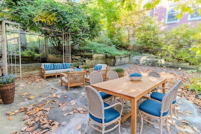 view of patio featuring an outdoor living space