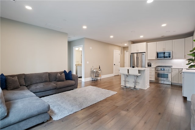 living room featuring light hardwood / wood-style flooring