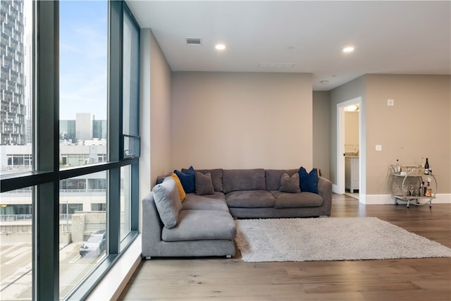 living room with hardwood / wood-style floors